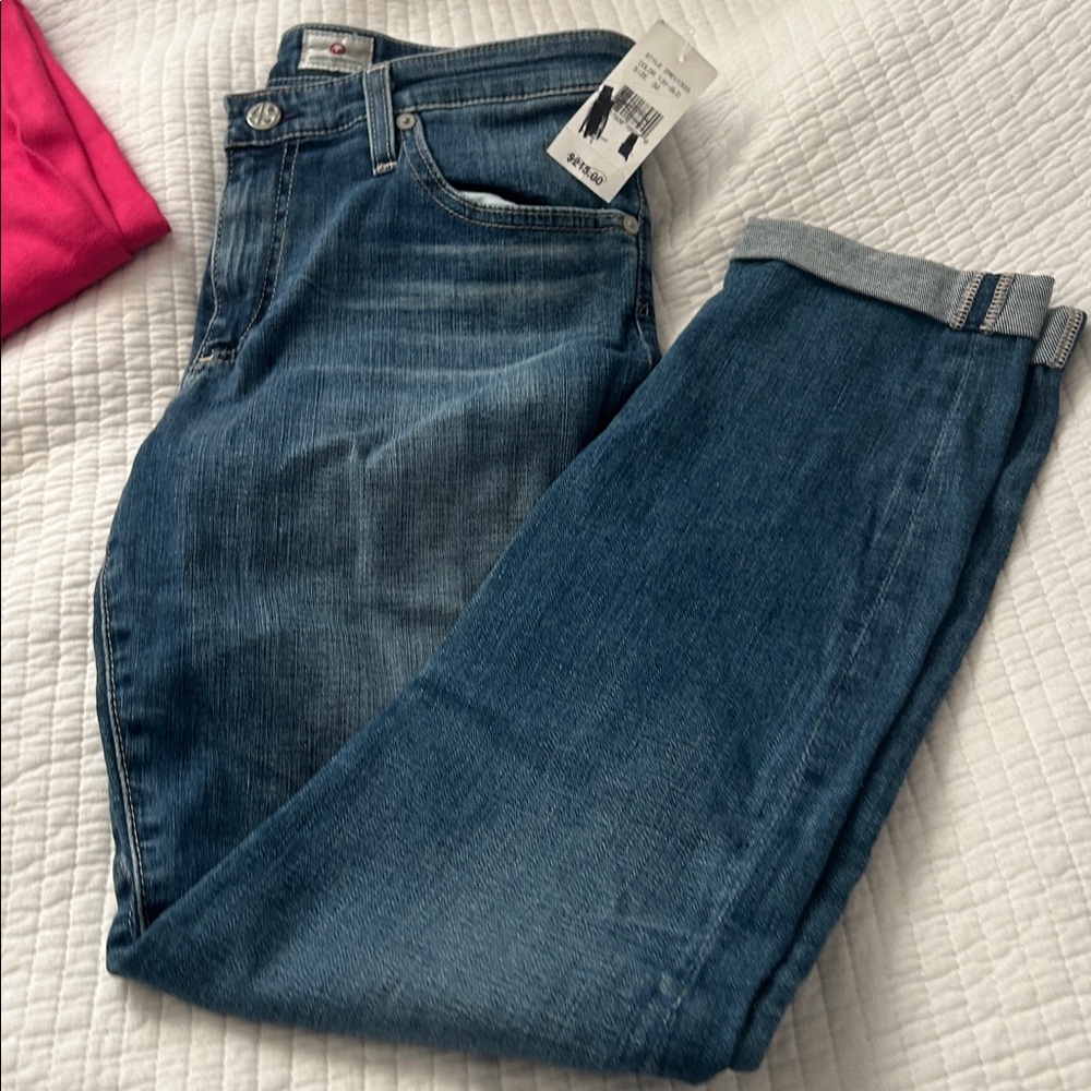 Ag Adriano Goldschmied Women's Mid-Blue Roll-Up Jeans - Picture 6 of 6